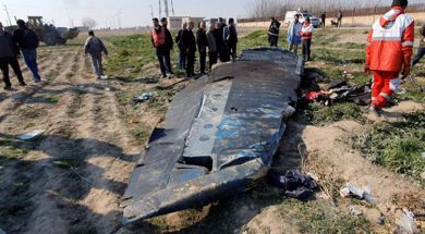 General view of the debris of the Ukraine International Airlines, flight PS752, Boeing 737-800 plane that crashed after take-off from Iran’s Imam Khomeini airport, on the outskirts of Tehran