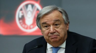 U.N. Secretary-General Antonio Guterres talks during a news conference at the end of a summit, to address Palestinian UNWRA funding crisis, at the U.N. Food and Agriculture Organization (FAO) headquarter in Rome