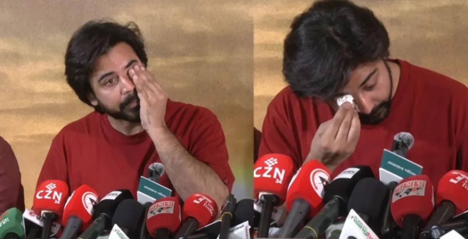 সংবাদ সম্মেলনে অঝোরে কাঁদলেন নিশো