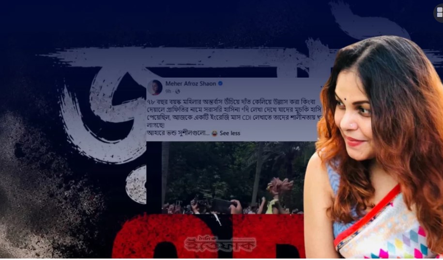 জুলাই নিয়ে পোস্টে সমালোচনাকারীদের কটাক্ষ করলেন শাওন